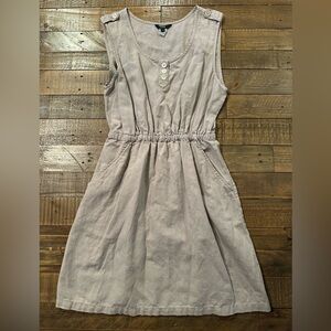 J. Crew Tan Linen & Cotton Summer Dress With Pockets Size 4